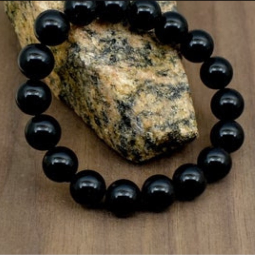 12mm Black Onyx Beaded Bracelet